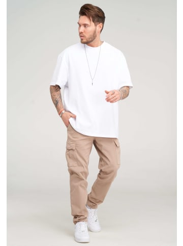 behype Cargo-Hose - BHMATOLA als Freizeithose mit Seitentaschen Jogger-Hose Jeanshose Stoffhose in Beige