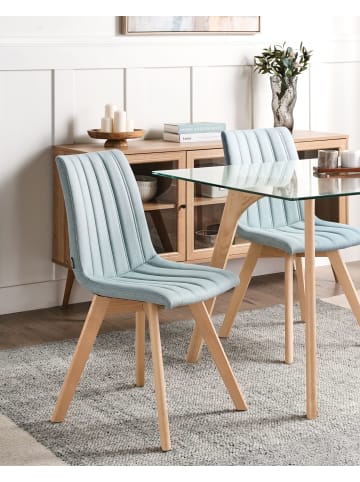 Beliani 2er-Set Esszimmerstuhl CALGARY in Blau/Heller Holzfarbton
