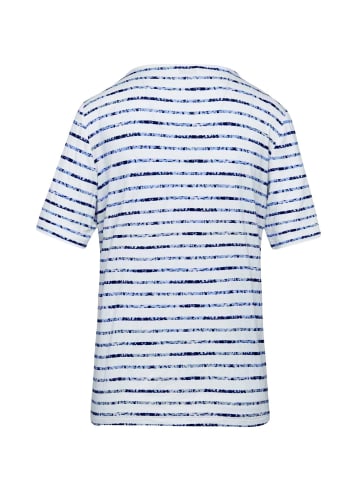 GOLDNER Kurzgröße:  Bequemes Druckshirt in Ringeloptik in rauchblau / geringelt