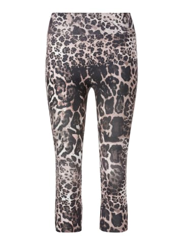MADELEINE Verkürzte Tights mit Leo-Print in grege / multicolor