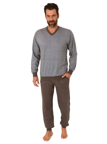 NORMANN langarm Schlafanzug Bündchen Pyjama - 77969 in dunkelgrau