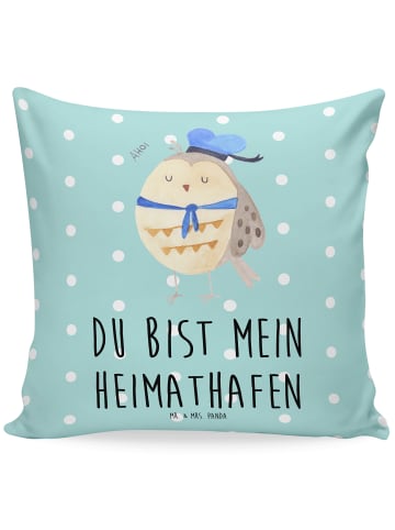 Mr. & Mrs. Panda Kissen Eule Matrose mit Spruch in Türkis Pastell
