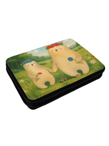Mr. & Mrs. Panda Federtasche Bären mit Blumenkranz Design ohne S... in Weiß