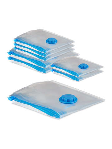 relaxdays 16 x Vakuumbeutel-Set in Transparent/ Blau