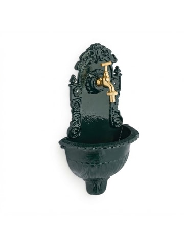 relaxdays Wandbrunnen in Grün/ Gold - (B)24,5 x (H)40 x (T)15 cm