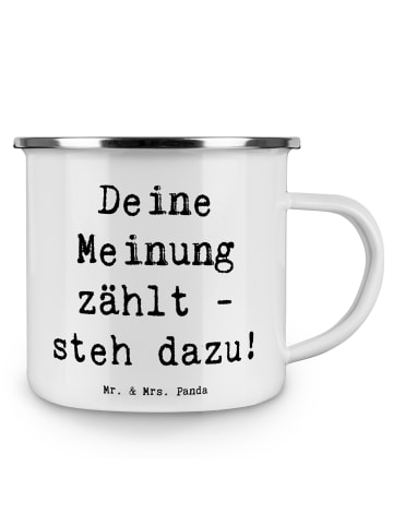 Mr. & Mrs. Panda Kaffeepott Spruch Mutig zu Meinungen mit Spruch in Weiß