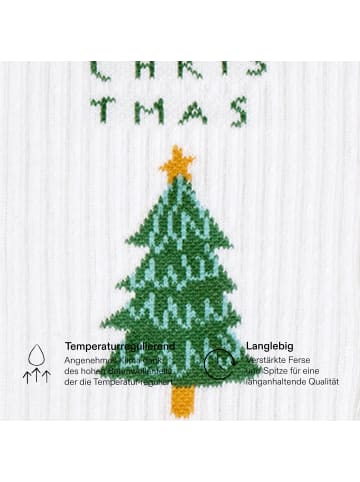 von Jungfeld Tennissocken Set mit Weihnachtsmotiven in Optic White & Tree