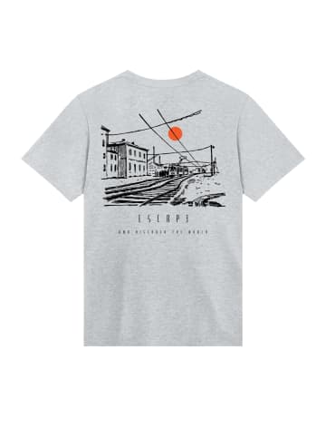 F4NT4STIC T-Shirt Escape Discover the World Town Train Station in grau meliert