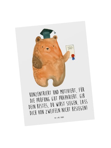 Mr. & Mrs. Panda Postkarte Prüfungen bestehen mit Spruch in Weiß