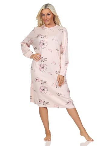 NORMANN Nachthemd langarm Kuschel interlock - 87463 in rosa
