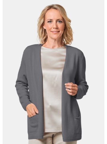 GOLDNER Cardigan in langer offener Form in grau