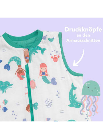 Schlummersack Babyschlafsack, 1.0 TOG in Weiß-Türkis