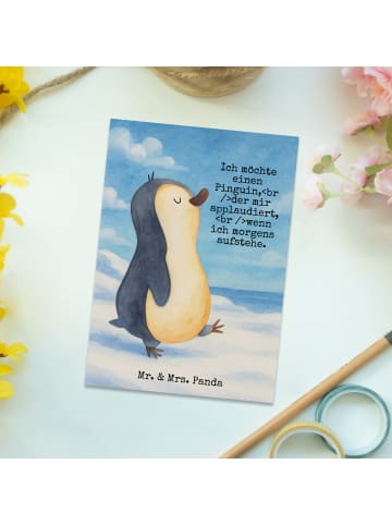 Mr. & Mrs. Panda Postkarte Pinguin mHerzieren Design mit Spruch in Weiß