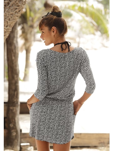 s.Oliver Jerseykleid in schwarz-creme-bedruckt