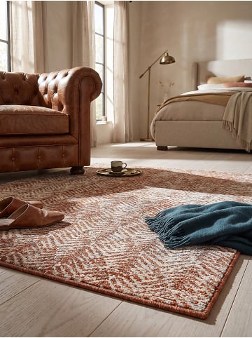 KADIMA DESIGN Kurzflor-Teppich fussbodenheizung-geeignet CROAL Chevron in Natur-Terrakotta