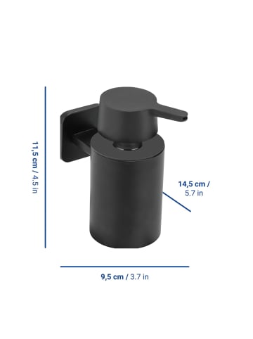 Wenko Wandspender aus Edelstahl PORTO in Schwarz, (B) 9,5 x (H) 11,5 x (L) 14,5 cm