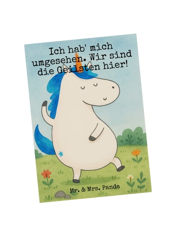 Mr. & Mrs. Panda Postkarte Einhorn Mann Design mit Spruch in Weiß