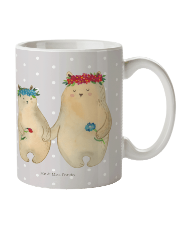 Mr. & Mrs. Panda Kinderpott Bären mit Blumenkranz ohne Spruch in Grau Pastell