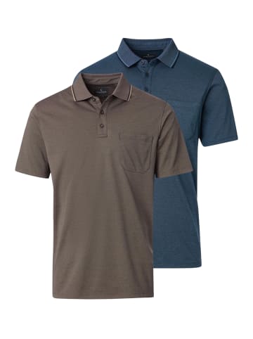 Casa moda Poloshirt Basic in Dunkelblau / braun