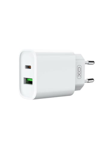 XO XO Wandladegerät CE02A PD 20W QC 3.0 18W 1x USB 1x USB-C weiß in weiß