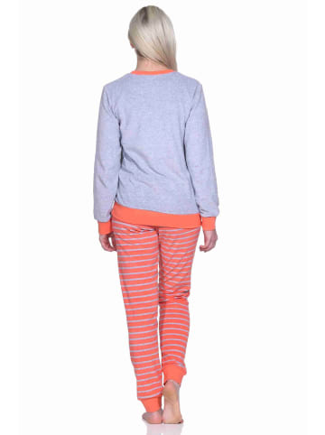 NORMANN Frottee Pyjama langarm Bündchen und Pinguin Stickerei - 71472 in rot