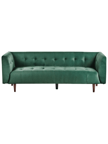 Beliani 3-Sitzer Sofa BYSKE in Grün/Dunkler Holzfarbton - (W) 200 x (H) 73 x (L) 78 cm
