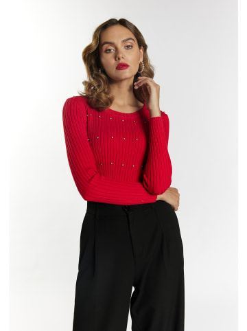 faina Pullover Mit Strass-Steinen in Rot