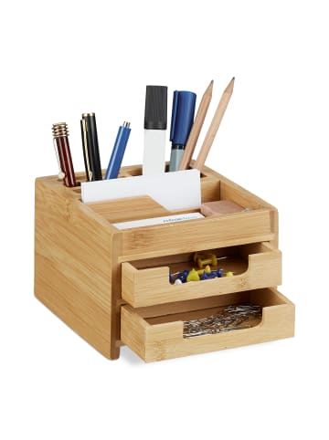 relaxdays Schreibtisch Organizer in Natur - (B)12,5 x (H)9,5 x (T)15 cm