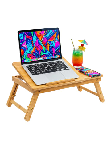 relaxdays Laptop Ständer in Natur - (B)49,5 x (H)31 x (T)30 cm