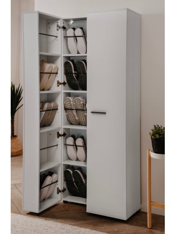Furn.Design Schuhschrank weiß 74 cm, Garderobenschrank 15 Fächer, bis 30 Paar Schuhe