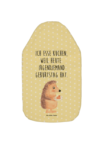 Mr. & Mrs. Panda Bettflasche Igel Kuchenstück mit Spruch in Gelb Pastell