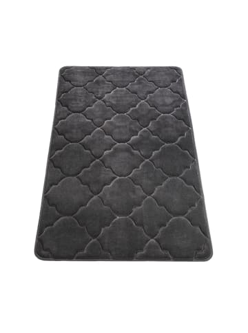 KADIMA DESIGN Waschbarer Teppich Badezimmer waschmaschinenwaschbar Struktur Flur in Dunkelgrau