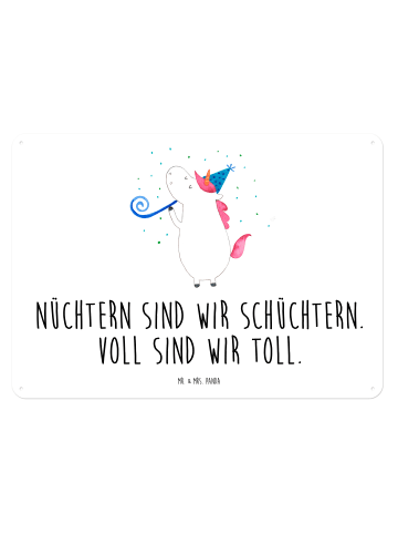 Mr. & Mrs. Panda Wandbild Einhorn Party mit Spruch in Weiß