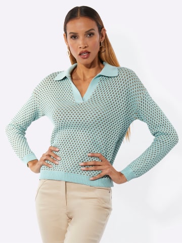 creation L Ajourpullover in mint-sesam