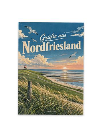 Grußkarte Landschaft nostalgisch Design mit Spruch in Weiß