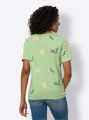 Sieh an! Kurzarm-Shirt in reseda-weiß-bedruckt