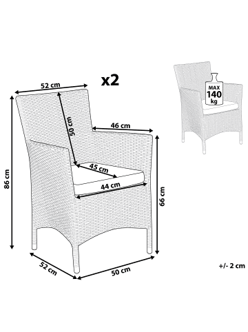 Beliani 2er-Set Esszimmerstuhl ITALY in Weiß/Grau