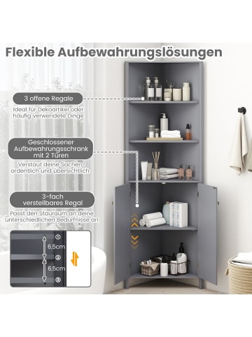 COSTWAY Küchenschrank schmal Eckschrank 172,5 cm hoch in Grau