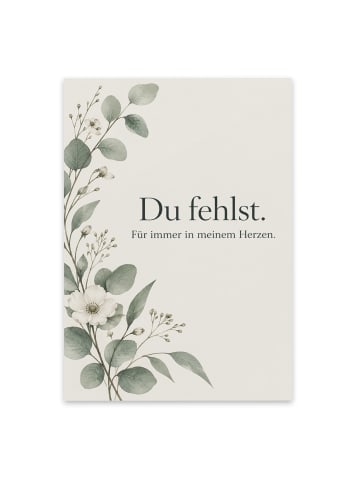 Kondolenzkarte Zweig zurückhaltend Design mit S... in Weiß