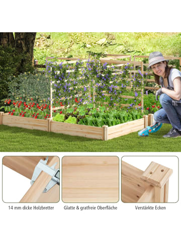 COSTWAY Hochbeet mit Rankgitter in Beige