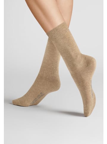 Hudson Socken Relax Cotton druckfreier Bund in Beigemel.
