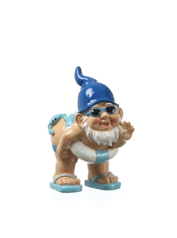MARELIDA Gartenzwerg mit Hose Runter und Schwimmring Gartenfigur H: 18cm