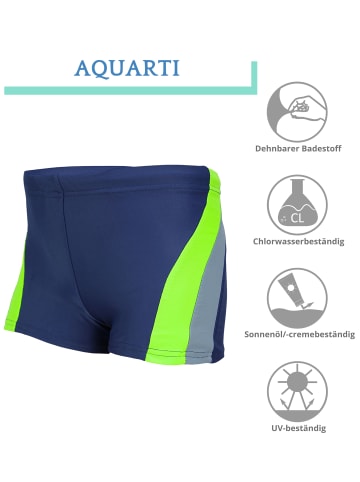 Aquarti Jungen Kinder Badehose Seitliche Paspel in blau/grün