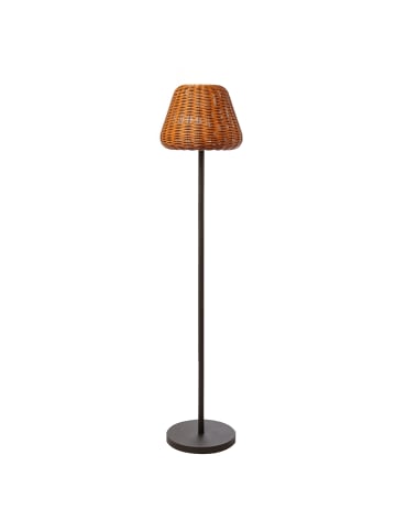 MARELIDA LED Garten Stehlampe in Rattanoptik dimmbar aufladbar Fernb. H: 150cm in natur