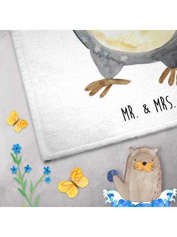 Mr. & Mrs. Panda handtuch gäste wc Pinguin Duschen ohne Spruch in Weiß