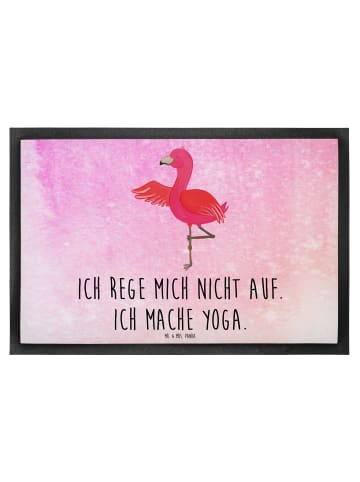 Mr. & Mrs. Panda Fußmatte Flamingo Yoga mit Spruch in Aquarell Pink