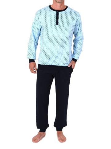 NORMANN Langarm Schlafanzug Pyjama Bündchen Alloverprint 126 101 90 514 in hellblau