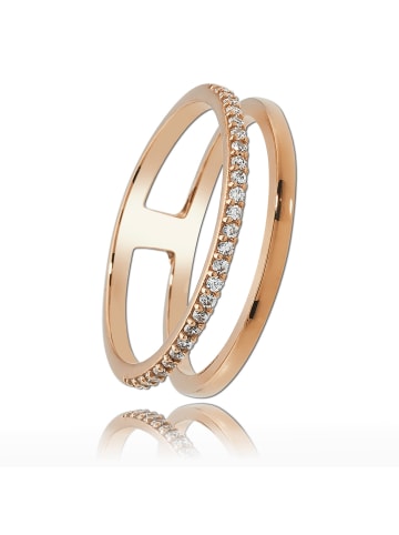 BALIA 333 Rosegold - 8 Karat Damen Ringe Doppel rose Fingerring 58 (18,5)
