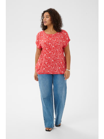 KAFFE curve Bluse kurzarm KCvilana Loose fit in Poppy Red Chalk Flower