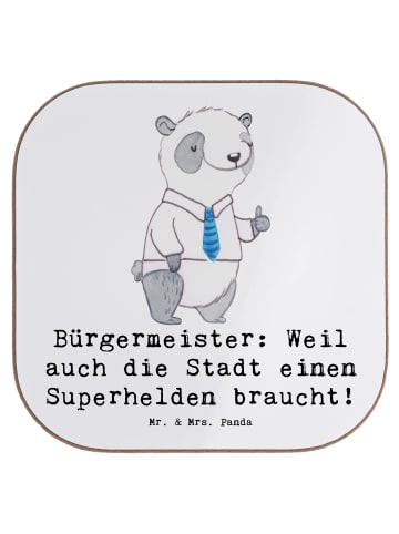 Mr. & Mrs. Panda Flaschenuntersetzer Bürgermeister Superheld mit... in Weiß